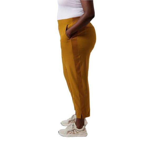 Athleta Brooklyn Ankle Tapered Leg Ribbed Textured Joggers Pant Brass Yellow 16 - Picture 7 of 16